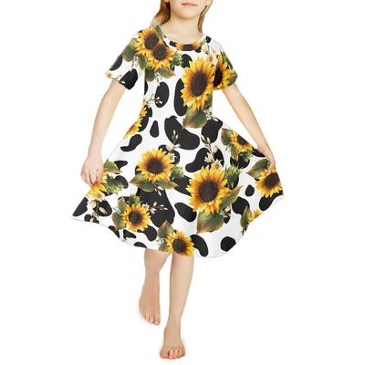 Dziewczęce sukienki z nadrukiem 3D Dziecięca dziewczyna Party Bez rękawów Princess Dress Tank 3D Sukienka z nadrukiem słonecznika