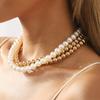 European and American summer new light luxury niche pearl necklace, fashionable versatile French retro stacked neck chain