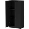 120 Cm Tall Storage Cabinet Cupboard, 3-Tier File Organiser Wooden Filing Cabinet, Black