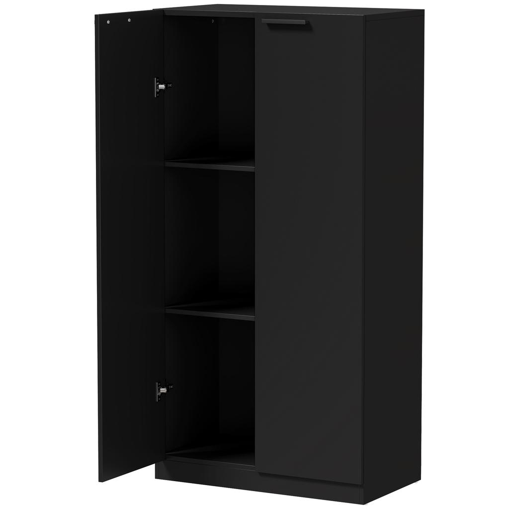 120 Cm Tall Storage Cabinet Cupboard, 3-Tier File Organiser Wooden Filing Cabinet, Black