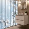 Open 1pc Fashionable Blue Floral Shower Curtain, Includes 12 Hooks Bathroom Decor, Bath Accessory Home Decoration