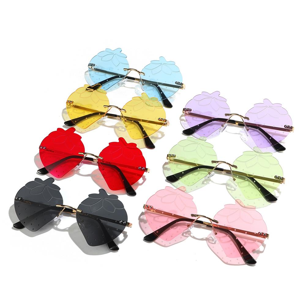 Personalized Rimless Peach Sunglasses Men'S And Women'S Tide Dance Party Concave Sunglasses Hip-Hop Glasses