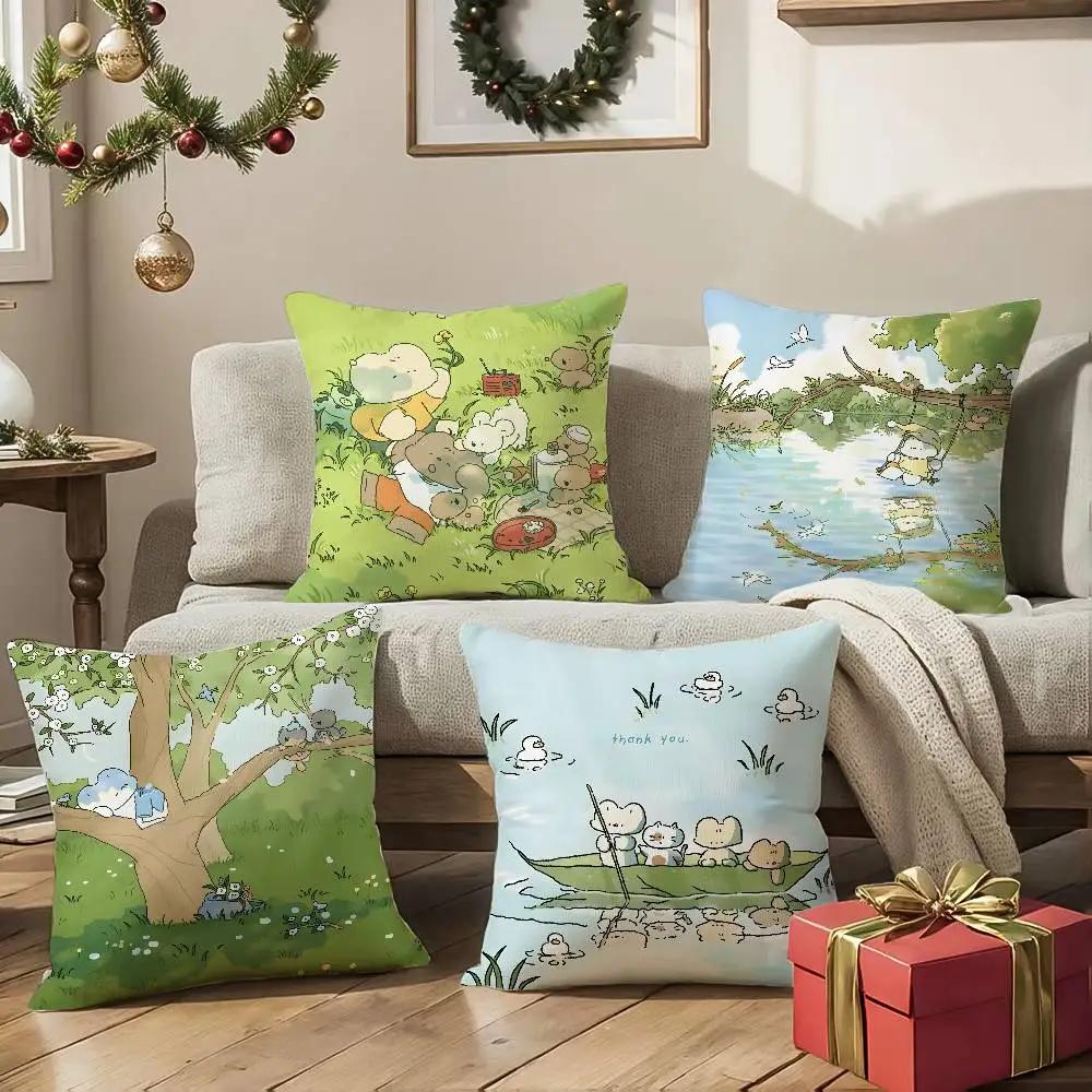 Author Somdoo Cute Animals Quiat Peaceful Pillow Case Comfort Sofa Bed Silky elegant Invisible zipper Decorative cushion cover