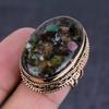 Natural Watermelon Tourmaline Gemstone Copper Jewelry Ring Size 6.5 U5e78