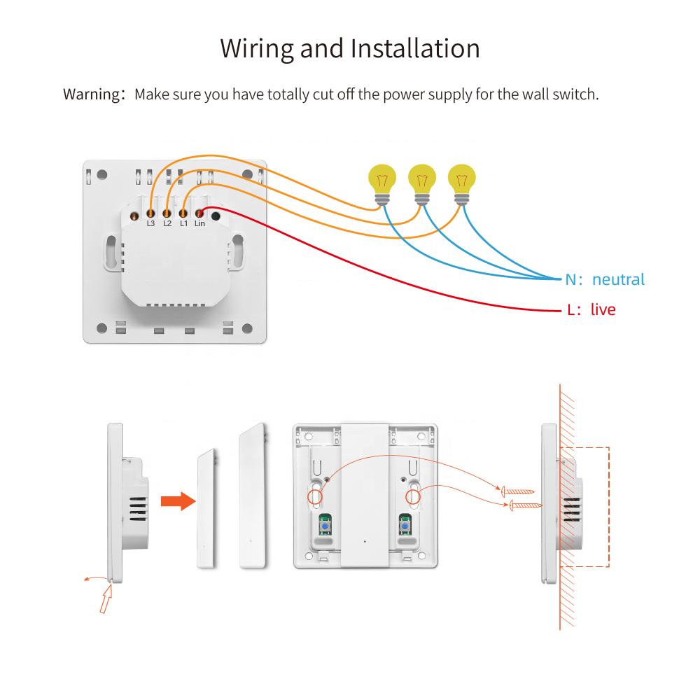 Wi-Fi Ultrathin Smart Switch 250V EU Switch Wall Light Use Tuya APP Works With Alexa google Home Voice Control ODM Factory