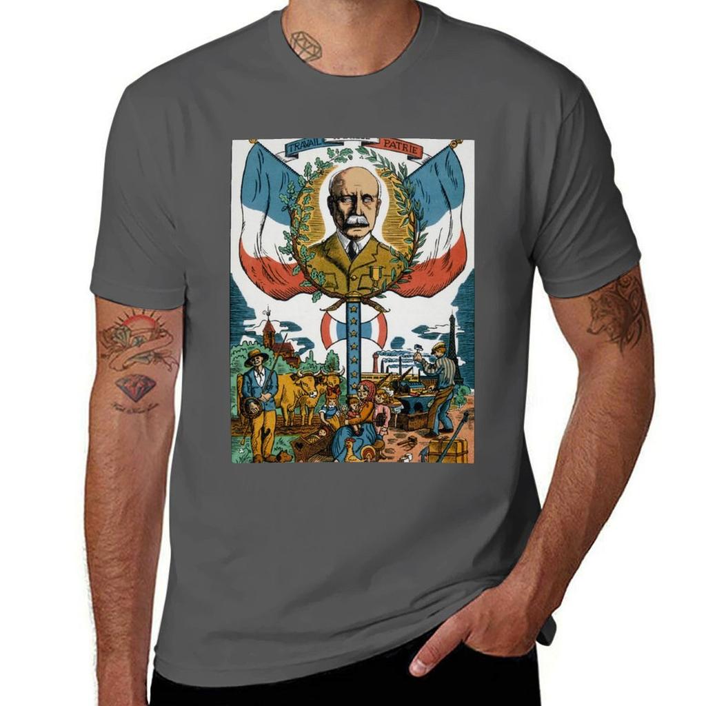 FATHERLAND FAMILY for FRANCE WORK 100% T-Shirt T Shirts Anime PETAIN Cotton Shirts Man T PROPAGANDA VICHY