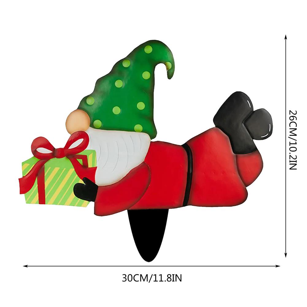 House Number Sign Christmas Gnome Stainless Steel Floor Insert Garden Decoration Insert Card