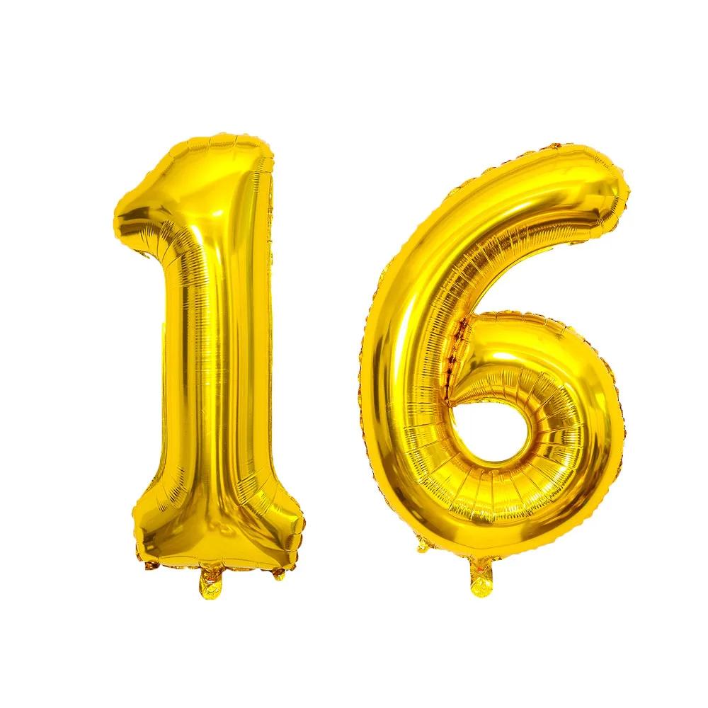 

2 шт. 40-дюймовый фольгированный шар с цифрой16 18 20 21 25 30 35 40 лет Декор для вечеринки в честь дня рождения, юбилея Воздушный шар Number&40inch