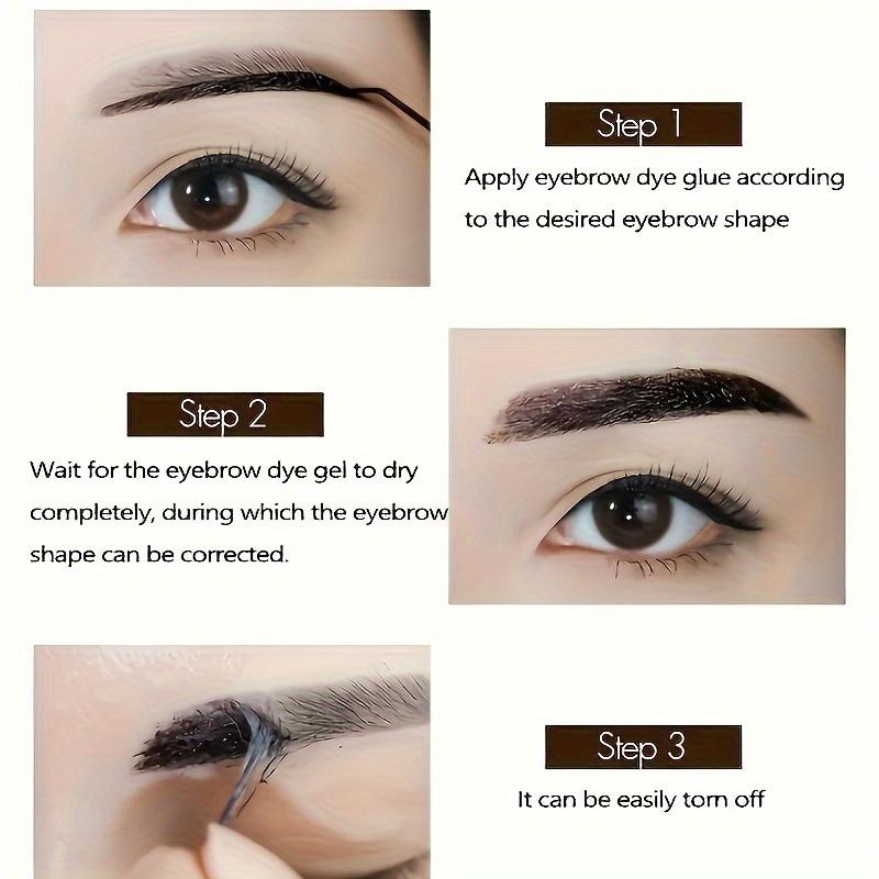 Teinte en gel pour sourcils pelable, semi-permanente et imperméable, gel pour sourcils résistant au transfert, sourcils plus fournis et définis avec des outils d'application faciles
