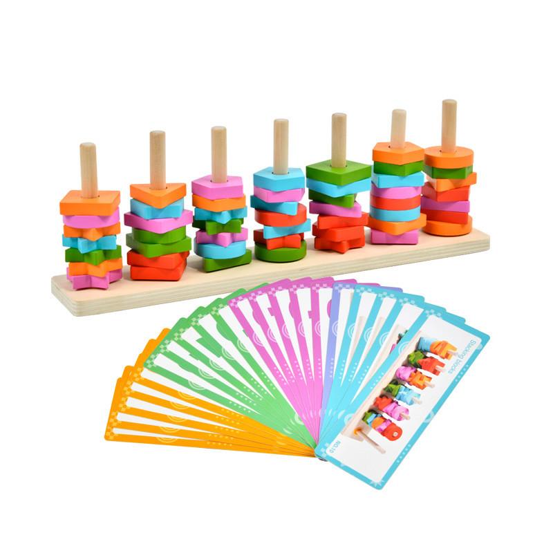 Деревянные Монтессори Геометрические Формы Сортировочные Блоки Развивающая Игрушка Для Обучения Малышей