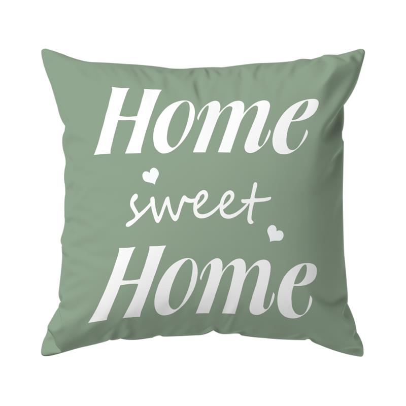 Watercolor Green Leaves Sweet Home Print Home Decor Pillowcase Bedroom Living Room Sofa Decoration Polyester Cushion Cover