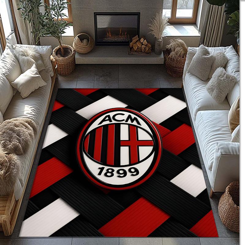 AC Milan Theme rug Soft Crystal Velvet Area Rug Non-Slip Floor Carpet for Living Room Bedroom Nursery