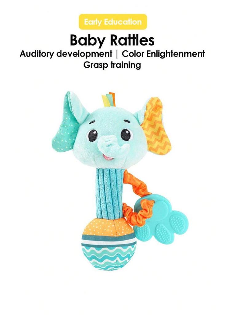 Plush Baby Teether and Rattle Toy with Hand Grip - Educational and Soothing Crib Mobile for 0-1 Year Olds