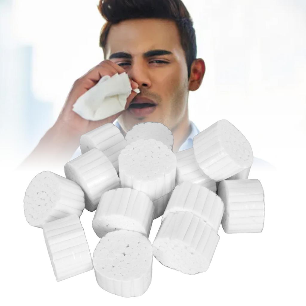 1000 pièces de rouleaux de coton dentaire Taille appropriée Très absorbants Forme Garde-saignements de nez avec pinces pour la famille Hôpital Nez