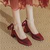 Fashion 2025With Medium Heels Woman Pumps Square Toe Pearl Shoes for Women On Sale Young Promotion Spring Fashion Wedding Bride Shoe