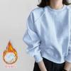 Spring and Autumn New Solid Color Simple Casual and Versatile Thin Long-sleeved Short Sweatshirt Loose Pullover Inner Top