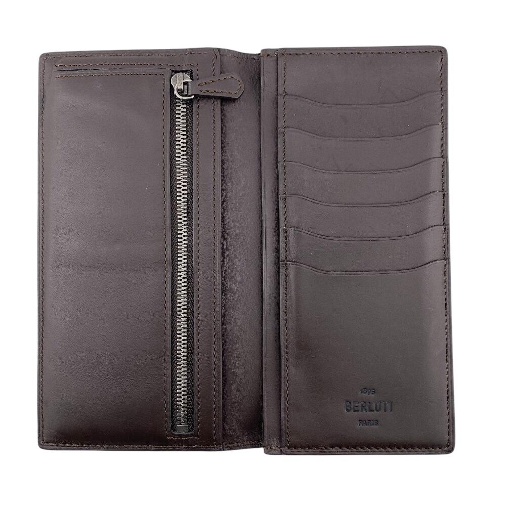 Berluti scritto leather Calligraphy leather Santal Purse Brown leather mens Used