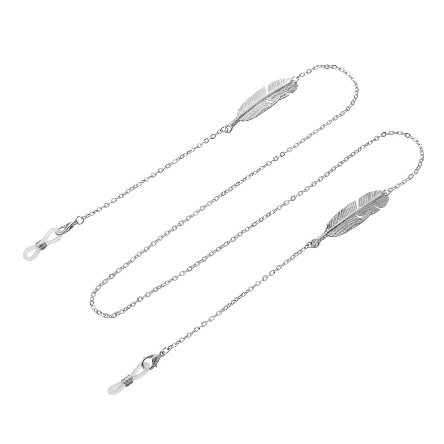 

Fashion Alloy Feather Disc Eyeglasses Chains Sunglasses Retainer Strap Holder for Women Necklace Accessories серебряный