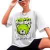 2025 Hong Kong Style Women's Cartoon Bear Graffiti Short-Sleeve Tee - Casual Hip-Hop Couples' Top