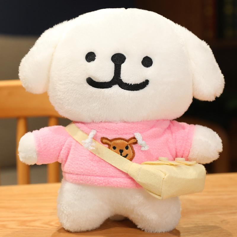 Cute Korean Maltese Dog Plush Toy Stuffed Soft Animal Cartoon Puppy Wear Clothes Pillow Birthday Christmas Gift for Kids