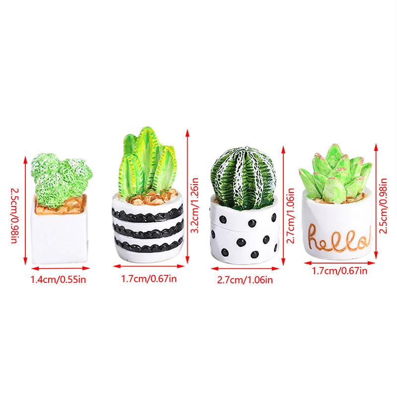 1/4Pcs 1:12 Dollhouse Miniature Plant Potted Succulent Pot Cactu Micro Landscape Model Home Garden Decor Toy