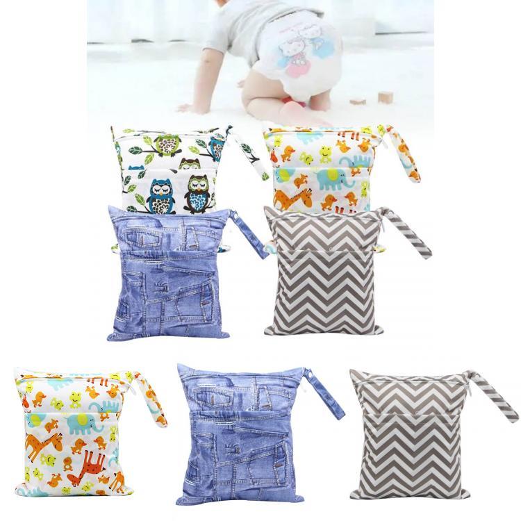 Asenappy Waterproof Baby Diaper Bag With Double Zipper Digital Print 30x36cm
