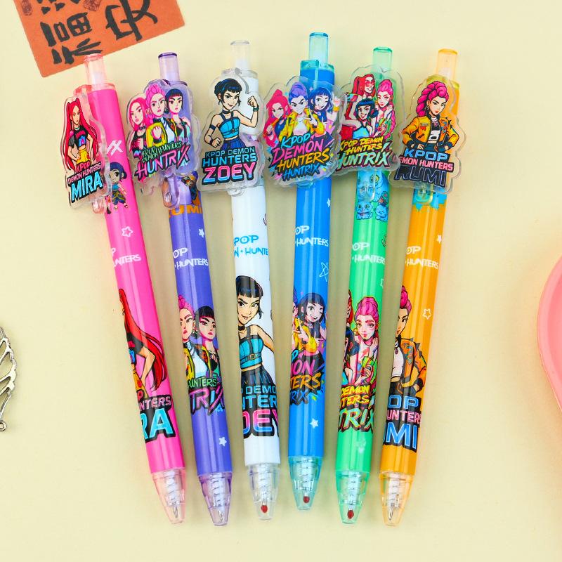 Various styles of K-POP gel pen Demon hunter pressing 0.5mm black ink Acrylic patch high-value student stationery