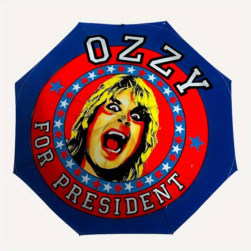 Автоматический зонт-трость Ozzy Osbourne   Компактный дорожный зонт, 8 ребер, прочная конструкция, идеальный подарок, 155
