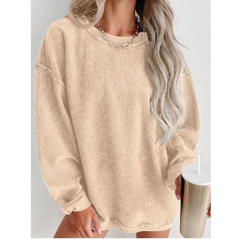 Fall and Winter New Arrival Student Crew Neck Loose Pullover Pure Color Drop-Shoulder Long-Sleeve Casual Mid Length Long Length Sweatshirt Outwear