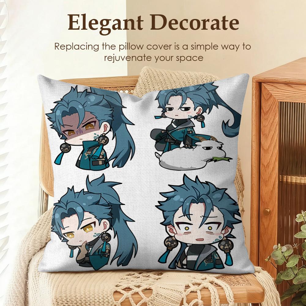 

Ji Yan cute wuthering waves Cushion Cover Natural Linen Organic Fabric DoubleSided Printing Sofa Home Decor Gift Pillow Case 30x30cm