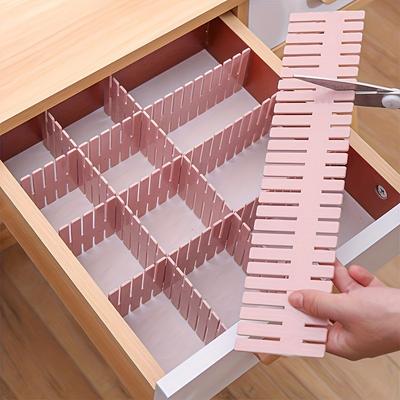 DIY 4Pcs Adjustable Plastic Drawer Divider - Suitable for Socks, Cosmetics and Office Supplies for Home Organization.