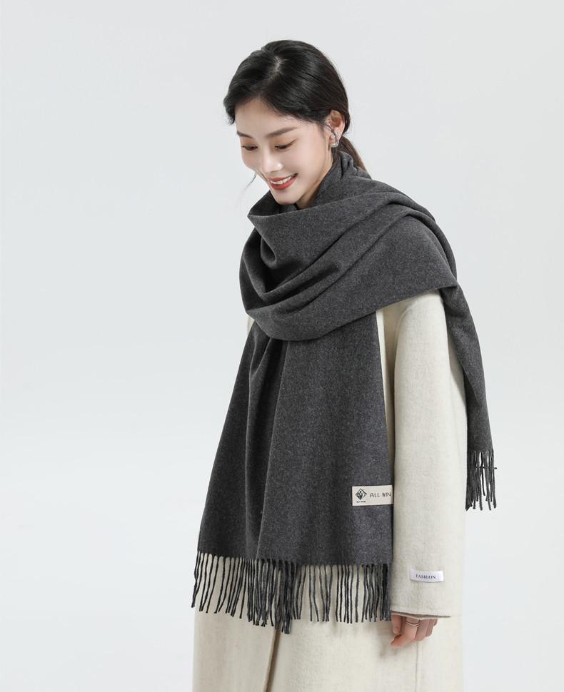 White Cashmere Scarf: Thickened, Solid Color, Versatile for Women & Men, Perfect for Autumn & Winter