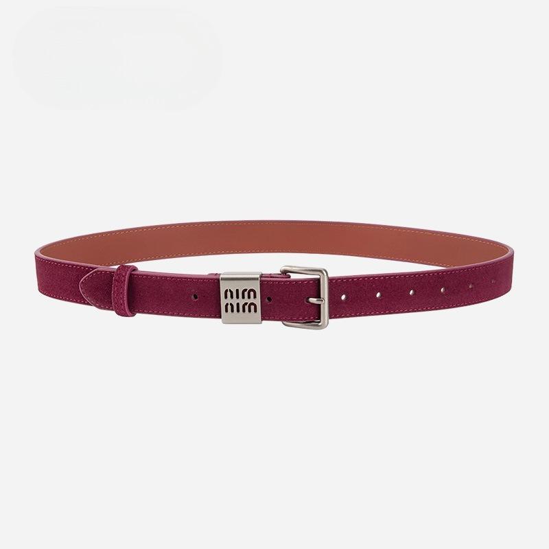 Frosted Reverse Velvet Leather Belt for Women High-end Simple and Versatile Skirt Pin Buckle Decorative Belt for Women