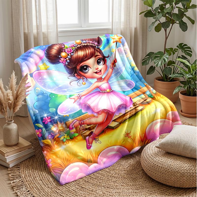 Fairy with Magic Wand Theme blanket Lightweight Warm Flannel Blanket Decorative Throw Blanket for Home Decoration