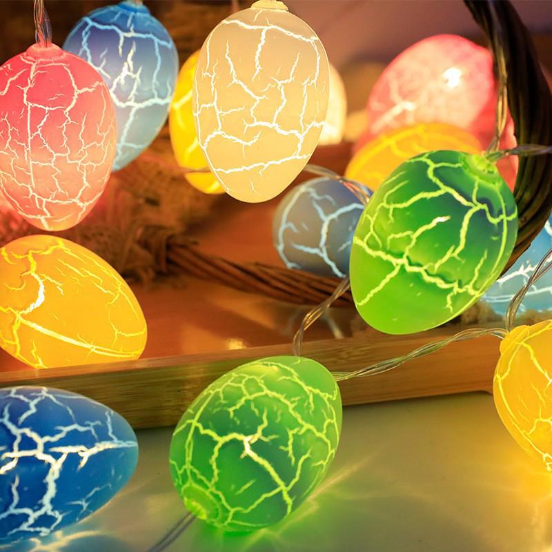 LED Easter String Lights - Crackle Egg, Painted Egg, Baby Chick, Rabbit & Carrot Decorations