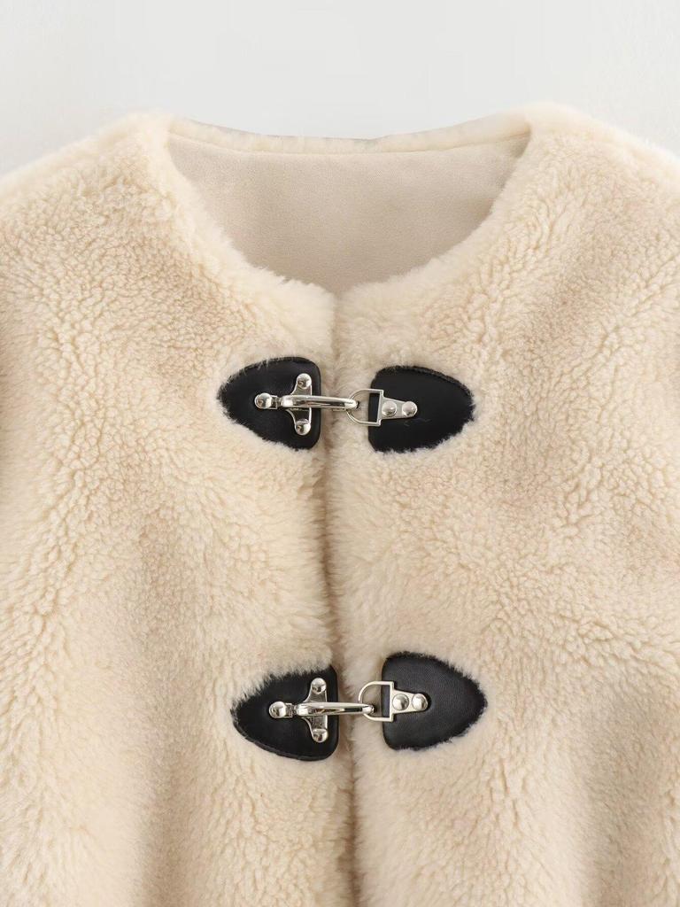 2024 Women's Two-Tone Spring Buckle Fleece Jacket