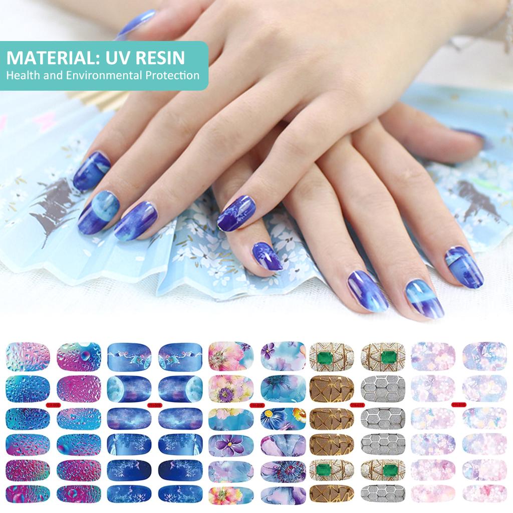 10 Sheets Nail Art Sticker Self-Adhesive Nail Polish Stickers Creative DIY Fully Wrapped Nail Art Stickers for Women and Girls