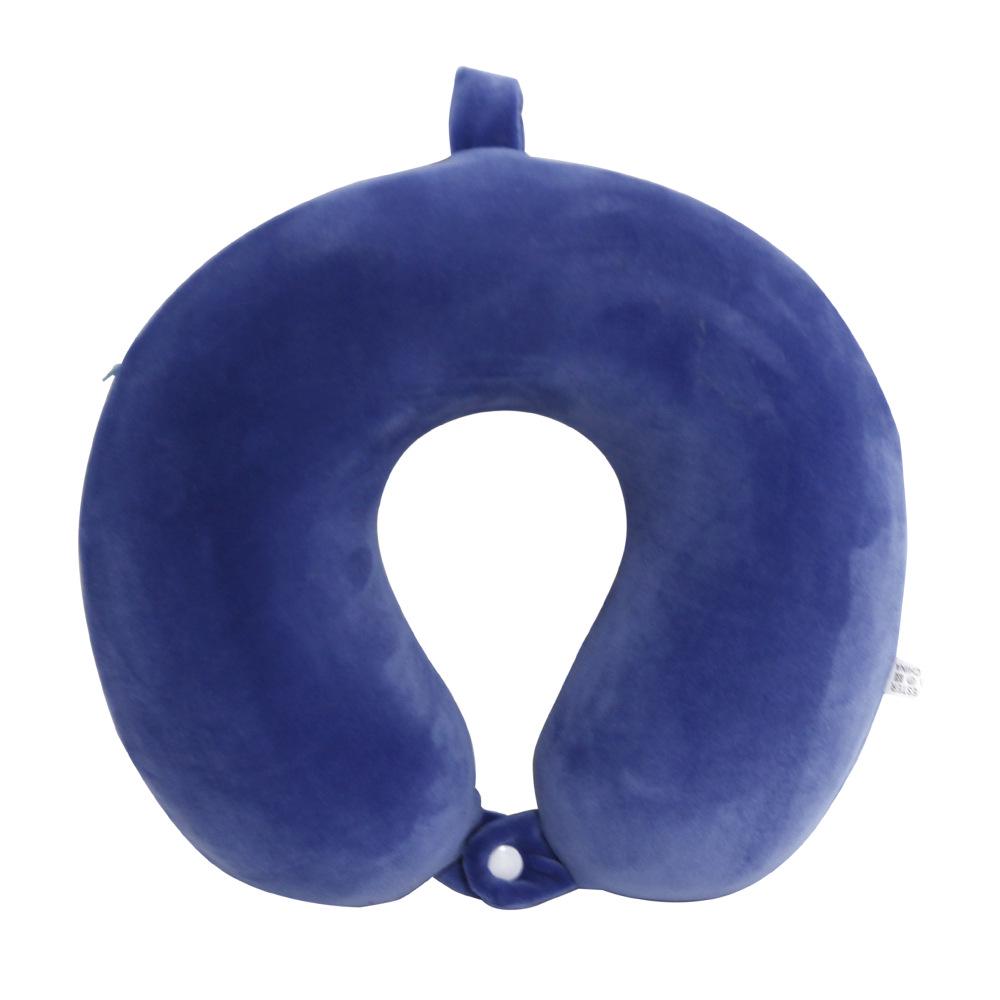 U-Shaped Travel Neck Pillow with Embroidered Logo - Solid Color Memory Foam Design