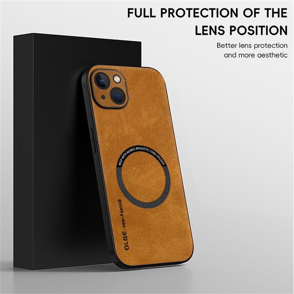 WANLONFENG YBP Series For iPhone 14 Magnetic Case with Tempered Glass Film PU Leather+TPU Phone Cover Precise Cutouts