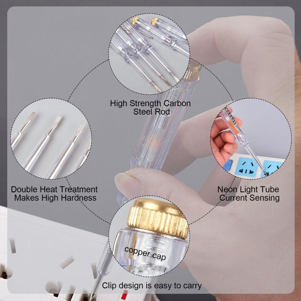 AC/DC 100-500V Voltage Detector Pen Clear Light Circuit Tester New Test Screwdriver