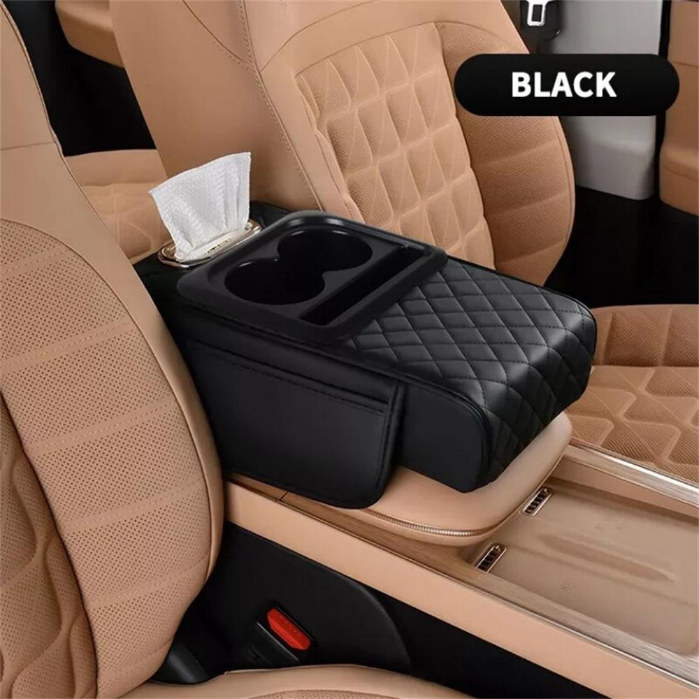 Car Armrest Cushion 5-In-1 Center Console Cover With Cup Holder Tissue Box Slot