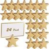 12PCS Star Heart Shaped Table Number Cards Stands Wooden Gold Place Card Holders Smooth Surface Photo Display Stand Banquet