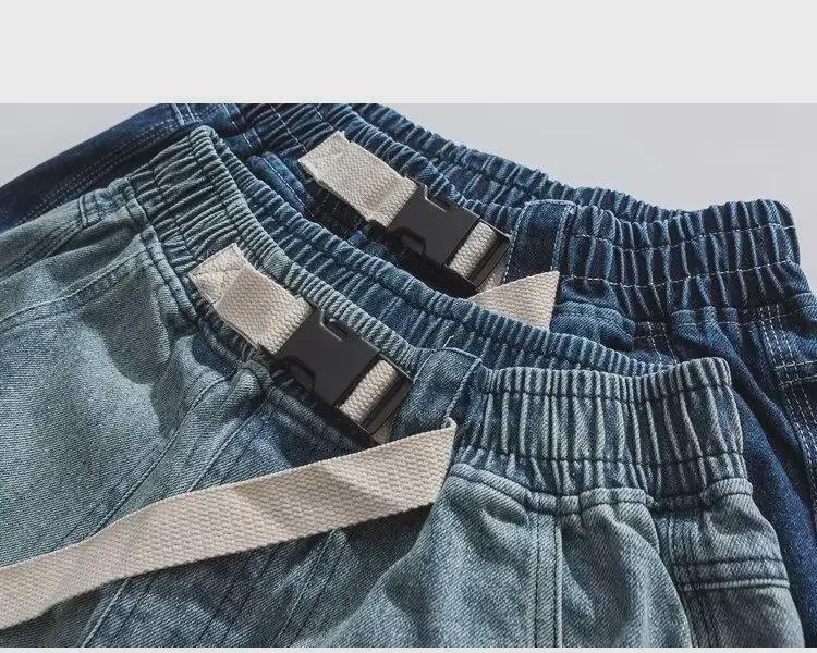 Men's Summer Hip-Hop Denim Shorts: Japanese Trend, Loose-Fit Casual Five-Point Workwear