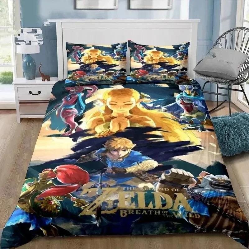 Cartoon Zeldas Series Bedding Set Duvet Cover Bed Set Quilt Cover Pillowcase Comforter King Queen Size Boys Adult Bedding Set