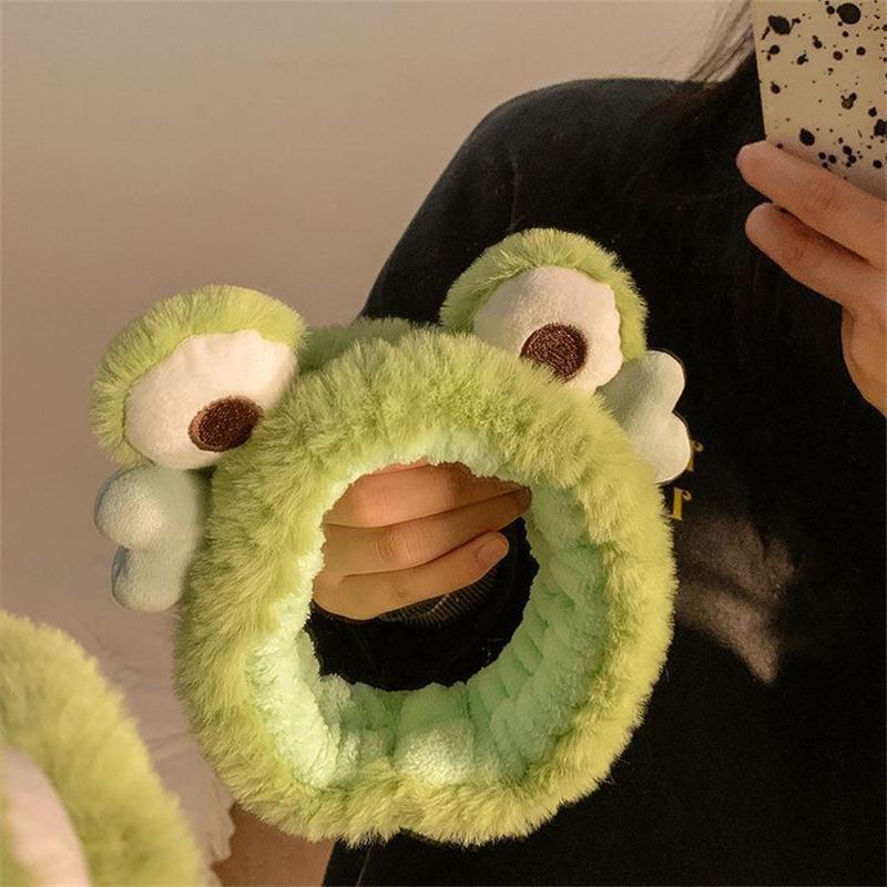 Frog Plush Hair Band Wash Hair Band Green Frog Eyes Love Headband Cartoon Wash Hair Clips