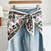 Black and white retro cashew flower triangle scarf silk scarf female Korean version temperament versatile stacked wear waist fart curtain bag head