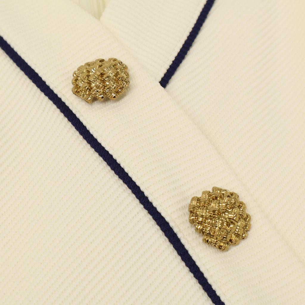 GUCCI 653408/670292 White Blue Trim Jersey Dress with Gold Button Wrap Dress dress S whiteUsed