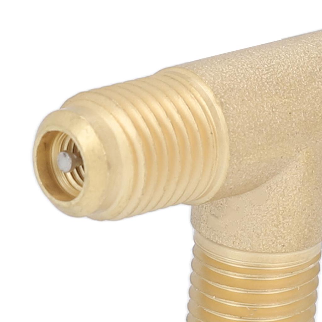 Conditioner Quick Coupler Tee Adapter with Valve Core Brass 1/4in SAE Sturdy Structure HAVC Tee Adapter for R22 R12 R134