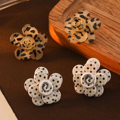 Orecchini Acrilici Moda Pois Fiori Multi-Strato Temperamento Stampa Leopardo Stile Hong Kong Retrò Orecchini di Alta Gamma