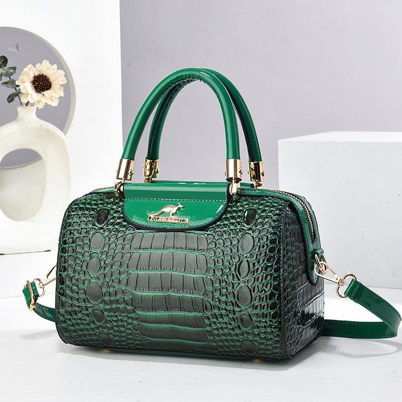 Handbag bag crocodile pattern bright leather women's bag temperament fashion messenger shoulder bag